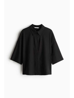 H&M - Women Black Linen-Blend Shirt