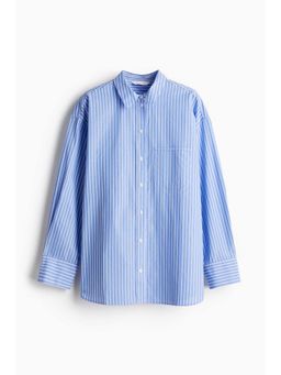 H&M - Women Blue Loose-Fit Cotton Shirt