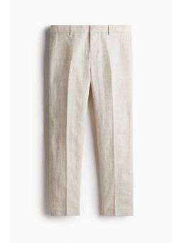 H&M - Men Beige Slim Fit Linen Suit Trousers