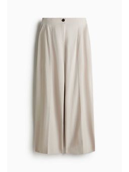 H&M - Women Beige Wide Linen-Blend Trousers