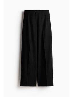 H&M - Women Black Wide Linen-Blend Trousers