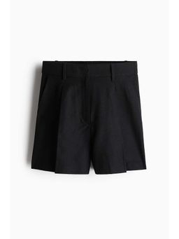 H&M - Women Black Linen-Blend Shorts