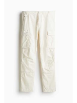 H&M - Men White Slim Fit Ripstop Cargo Trousers