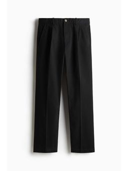 H&M - Men Black Regular Fit Crease-Leg Chinos