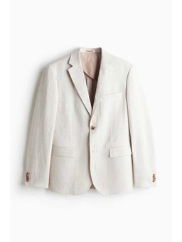 H&M - Men Beige Regular Fit Linen-Blend Jacket
