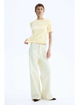 H&M - Women Yellow Fine-Knit T-Shirt