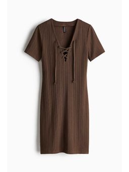 H&M - Women Beige Lacing-Detail Bodycon Dress