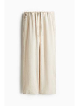 H&M - Women Beige Straight Drawstring Trousers