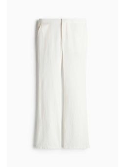 H&M - Women White Linen-Blend Tailo Trousers