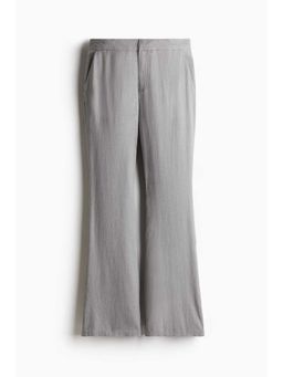 H&M - Women Grey Linen-Blend Tailo Trousers