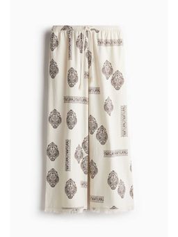 H&M - Women Beige Linen-Blend Drawstring Trousers