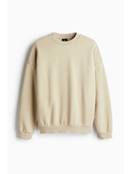 H&M - Men Beige Oversized Fit Washed Sweatshirt