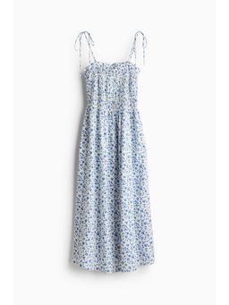 H&M - Women White Smocked Tie-Strap Dress