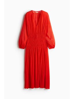 H&M - Women Red Smock-Waisted Dress