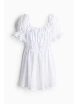 H&M - Women White Frill-Trimmed Crape Dress