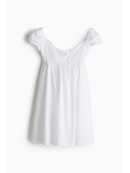 H&M - Women White Drawstring-Detail Fla-Skirt Dress