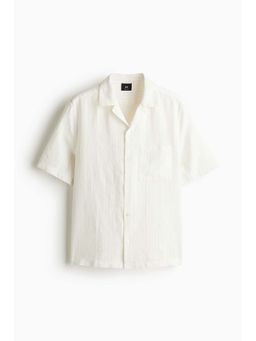 H&M - Men White Regular Fit Linen-Blend Resort Shirt
