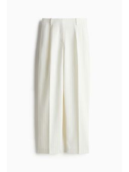 H&M - Women White Tapered Tailored Trousers