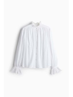 H&M - Women White Broderie Anglaise-Detail Blouse