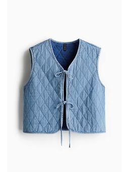 H&M - Women Blue Quilted Denim Gilet
