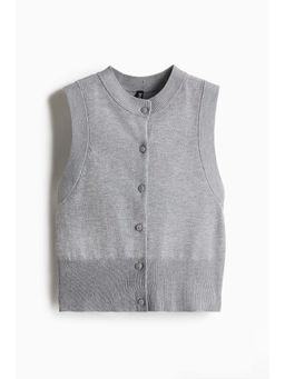 H&M - Women Grey Button-Front Sweater Vest