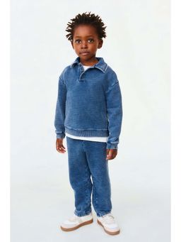 H&M - Boys Blue Denim-Look Cotton Joggers
