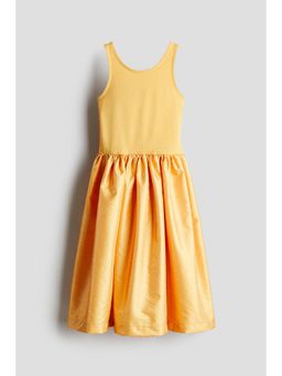 H&M - Girls Yellow Satin-Skirt Jersey Dress