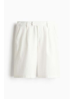H&M - Women White Knee-Length Linen-Blend Shorts