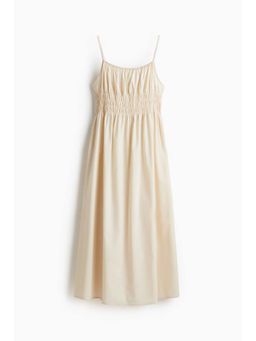 H&M - Women Beige Smock-Detail Poplin Dress