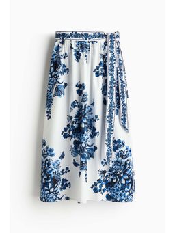 H&M - Women White Tie-Detail Poplin Skirt