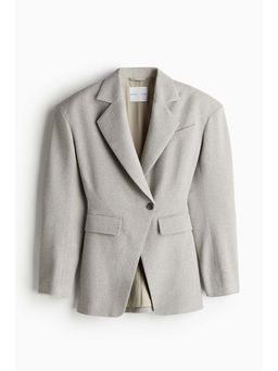 H&M - Women Beige Wool-Blend Wide-Shoulder Blazer