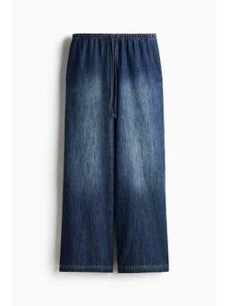 H&M - Women Blue Denim Drawstring Trousers
