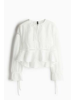H&M - Women White Oversized Lace-In Blouse