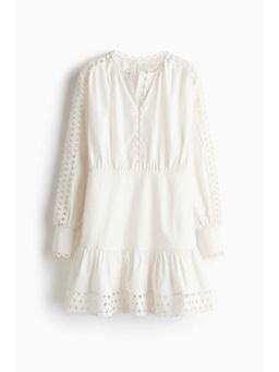 H&M - Women White Embroidery-Detail Poplin Dress