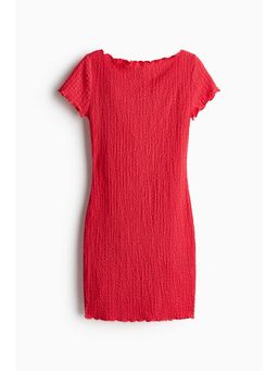 H&M - Women Pink Overlock-Detail Crinkled Dress