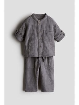 H&M - Boys Grey 2-Piece Cotton Muslin Co-Ord Set