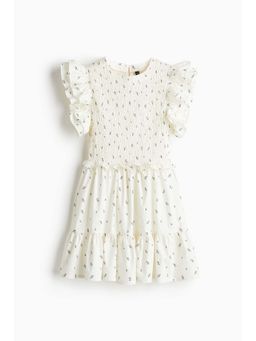 H&M - Women White Flutter-Sleeved Poplin Dress
