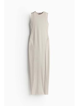 H&M - Women Beige Sheer-Section Bodycon Dress