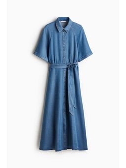 H&M - Women Blue Tie-Belt Denim Dress