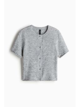 H&M - Women Grey Short-Sleeved Fine-Knit Cardigan