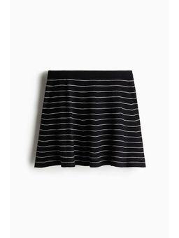 H&M - Women Black Fla Fine-Knit Skirt