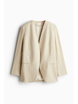 H&M - Women Beige Collarless Blazer