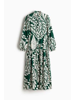 H&M - Women Green Long Puff-Sleeved Dress
