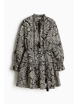 H&M - Women Black Flounced Tie-Belt Dress