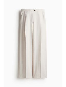 H&M - Women Beige Wide Twill Trousers