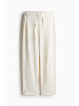 H&M - Women Beige Ankle-Length Barrel-Leg Trousers