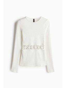 H&M - Women White Ribbed Cut-Out Top