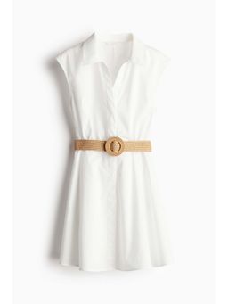 H&M - Women White Belted Shirt Dress