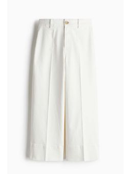 H&M - Women White Wide High Cropped Jeans