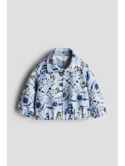 H&M - Girls Blue Patterned Jacquard-Weave Jacket